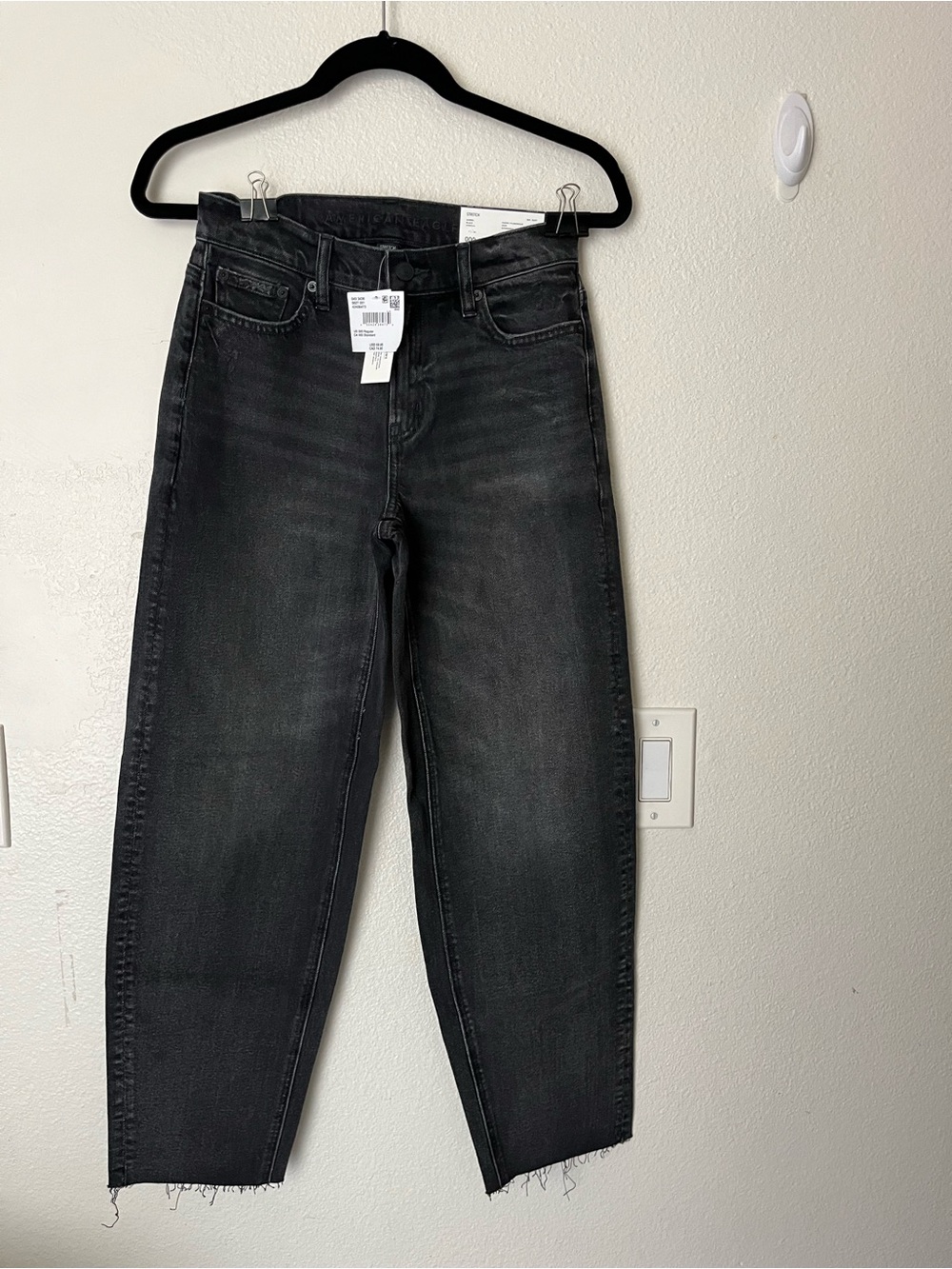 American Eagle Outfitters High-Rise Washed Black Straight Jeans